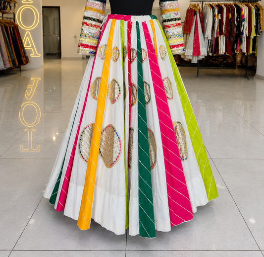 Royal Multi Lehriya Skirt