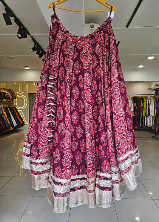 Shades Of Ajrakh Collection - The Mashru Lampi skirt only - WN