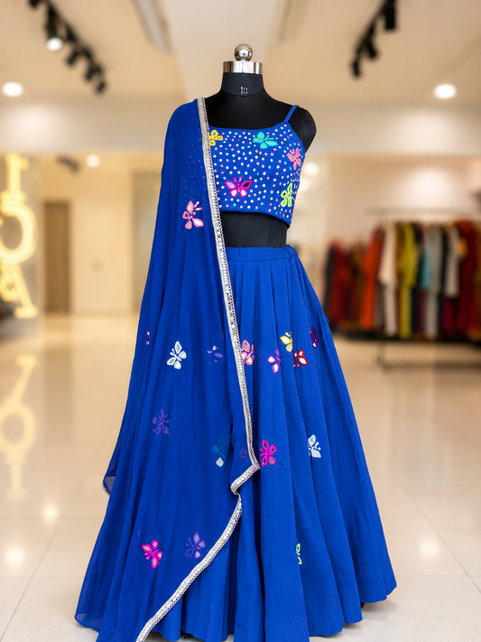 Titli Mirror Pop Up Work Dupatta Only - R Blue