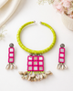 Mirror Necklace - Green & Pink - JVD