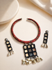 Ajrakh Maroon Black Hasli necklaces - JVD