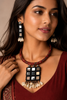 Ajrakh Maroon Black Hasli necklaces - JVD