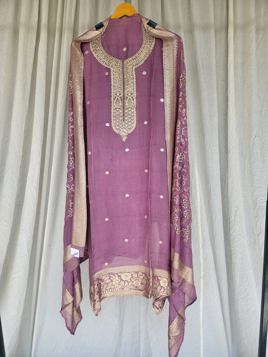 Purplish Pink Heavy Semi-Stitched Premium Suits