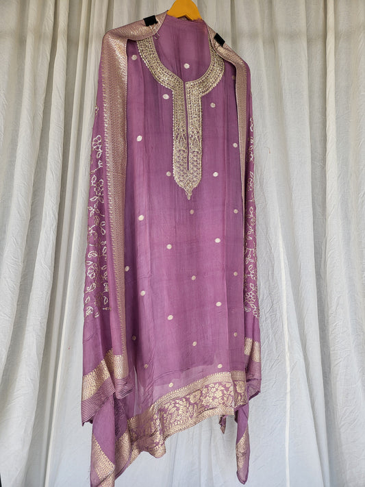 Purplish Pink Heavy Semi-Stitched Premium Suits