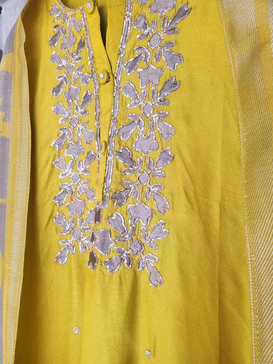 Yellow Semi-Stitched Premium Suits