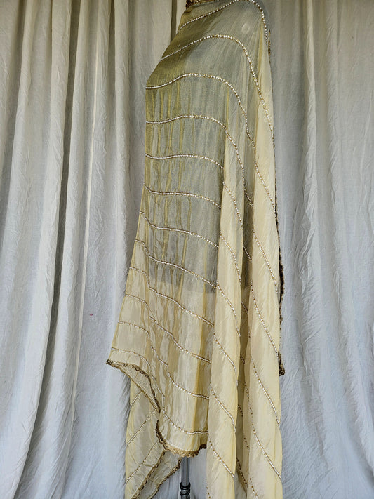 Soft Kanjivaram Tissue Silk Dupatta With Beads & Pearl Work