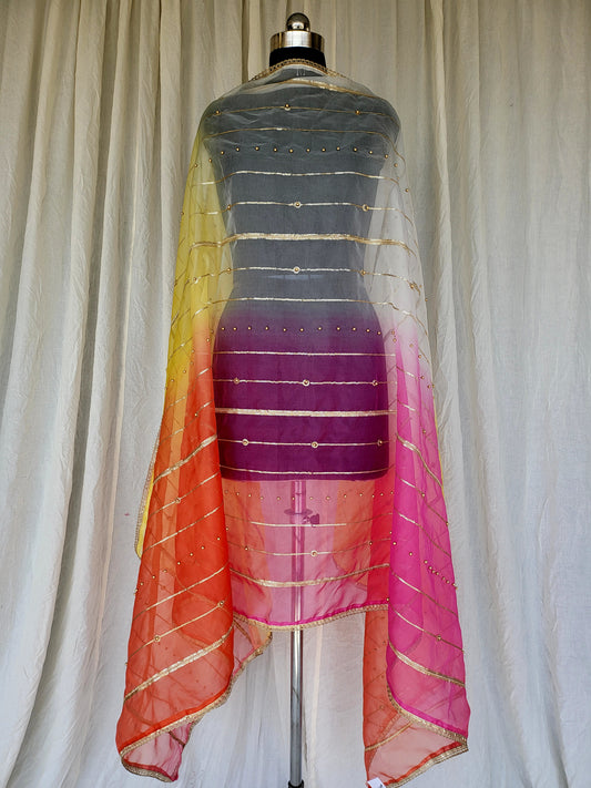 Multi Color Organza Delicate Dupatta