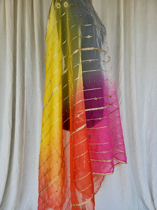 Multi Color Organza Delicate Dupatta