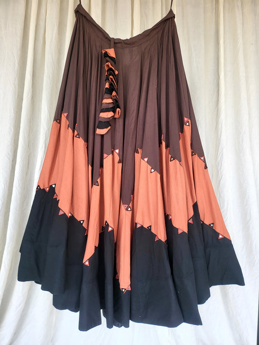 Stunning Tri Color Skirt CRB With Mirror Work