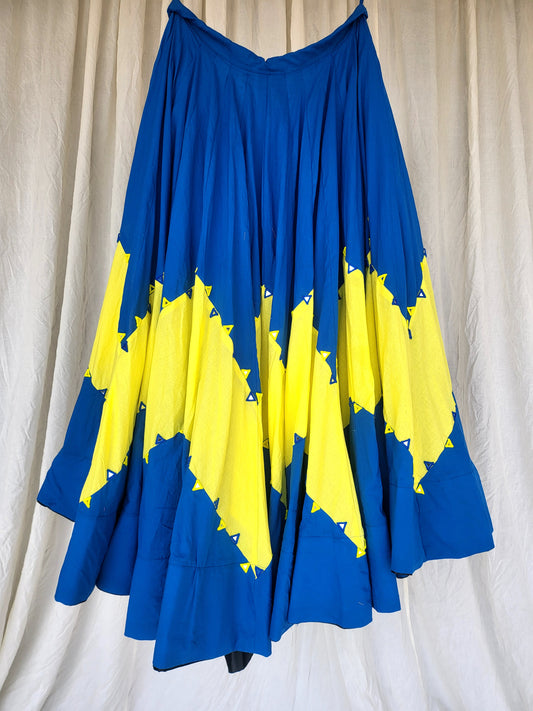 Stunning Tri Color Skirt With Mirror Work BL YL BL