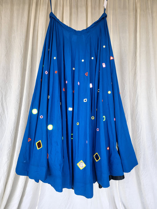 Royal Blue Multi Mirror Work Skirt 9+ Mtrs Flare