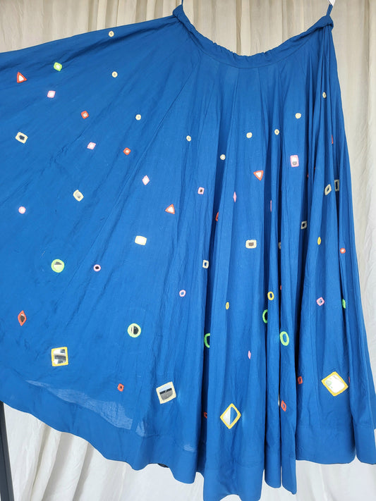 Royal Blue Multi Mirror Work Skirt 9+ Mtrs Flare