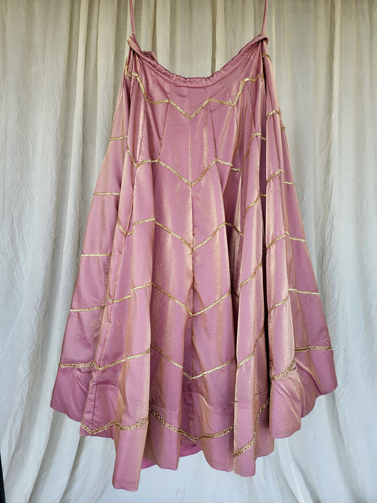 Onion Pink Kanjivaram Tissue Silk Skirt with Zig-Zag Border Pattern