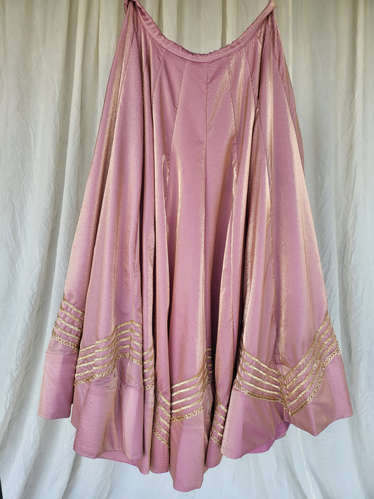 Rose Pink Kanjivaram Tissue Silk Skirt with Zig-Zag Border Pattern