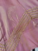 Rose Pink Kanjivaram Tissue Silk Skirt with Zig-Zag Border Pattern
