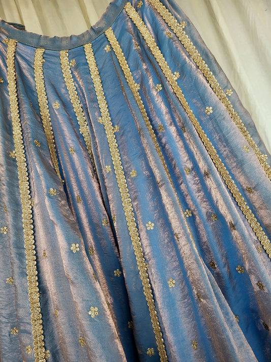 Kanjivaram Soft Tissue Silk Dual Tone Lampi Skirt