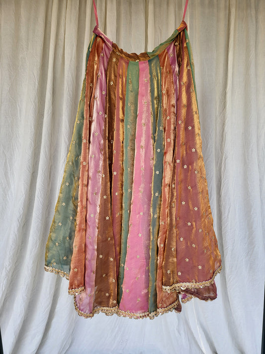 Multi Kanjivaram Soft Tissue Silk Dual Tone Palatte Skirt