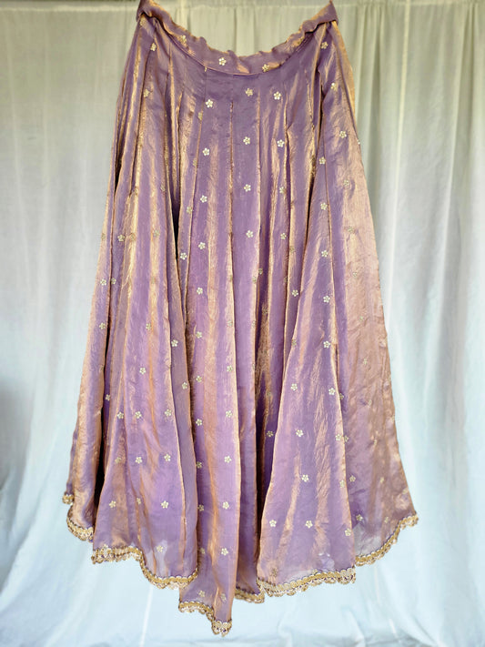 Lilac Kanjivaram Soft Tissue Silk Dual Tone Palatte Skirt