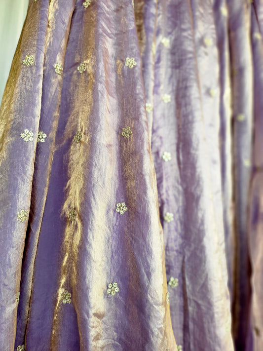 Lilac Kanjivaram Soft Tissue Silk Dual Tone Palatte Skirt