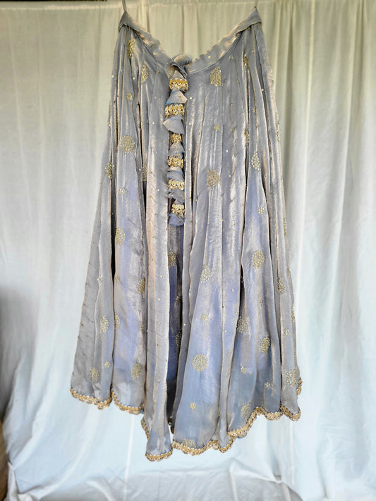 Grey Kanjivaram Soft Tissue Silk Dual Tone Palatte Skirt