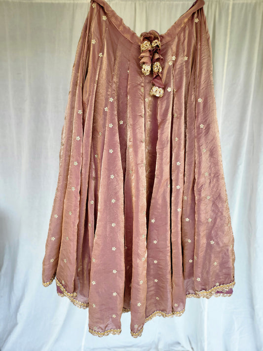 Blush Pink Kanjivaram Soft Tissue Silk Dual Tone Palatte Skirt
