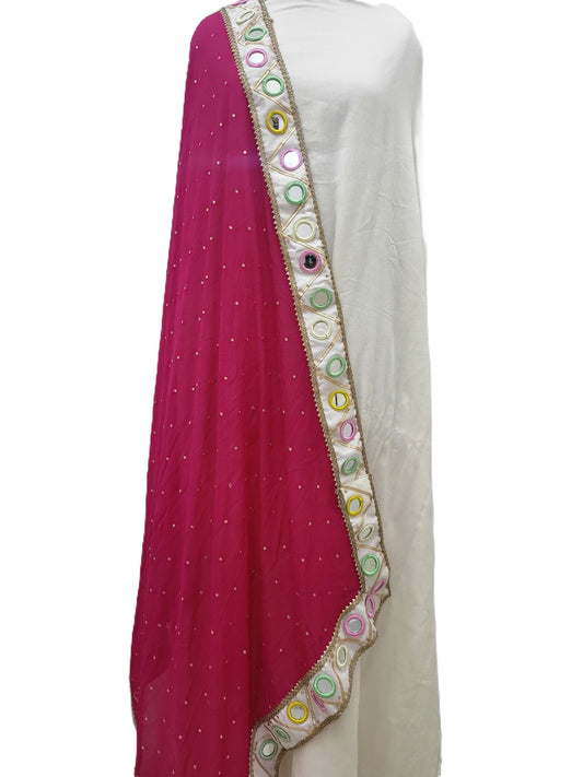 Multi Mirror Dupatta Georgette - Pink