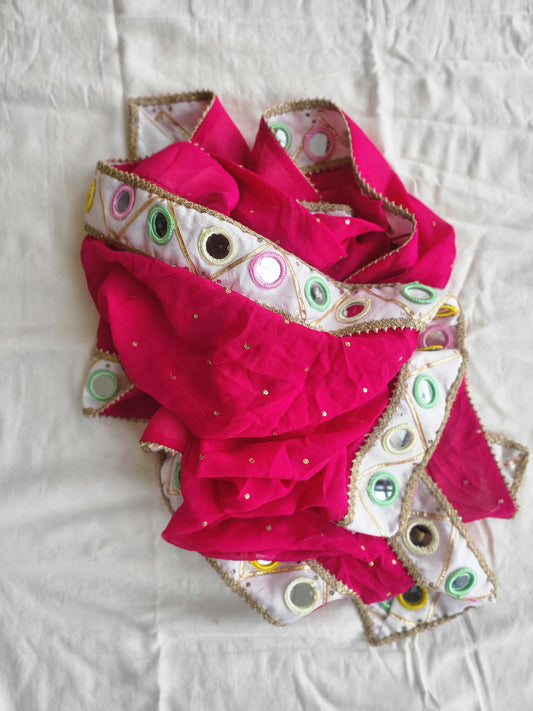 Multi Mirror Dupatta Georgette - Pink