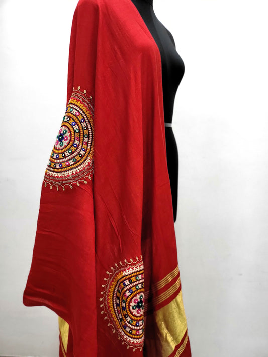 Kutchi Work Dupatta - Red