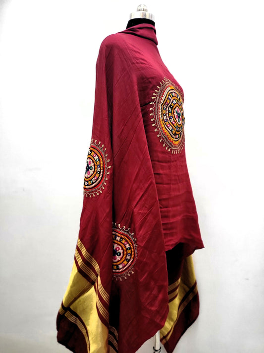 Kutchi Work Dupatta - Maroon