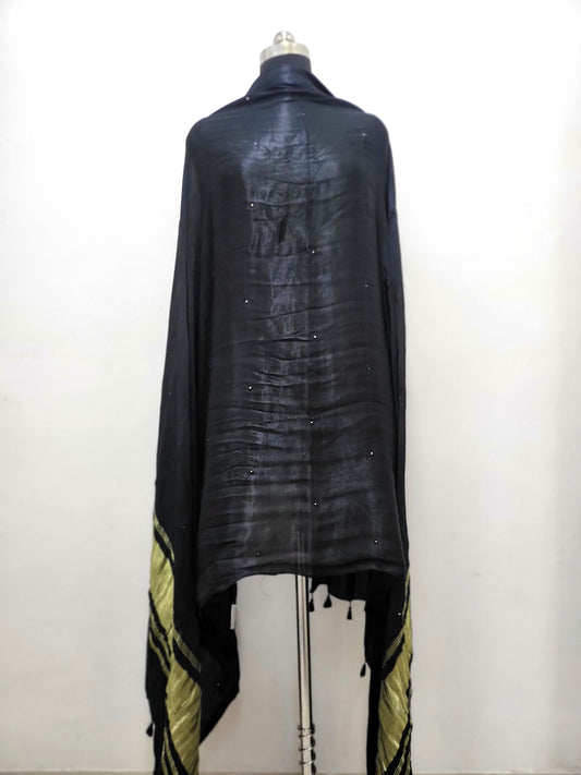 Premium Modal Gaji Mirror Black Dupatta