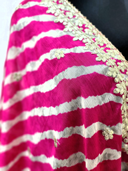 Premium Crepe Pink Leheriya Dupatta