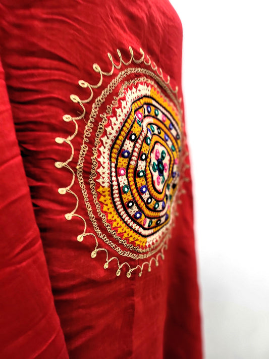 Kutchi Work Dupatta - Maroon