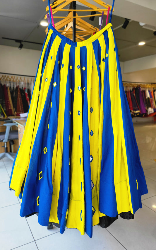 Dual Pop up Panel Mirror Work Skirt - YB