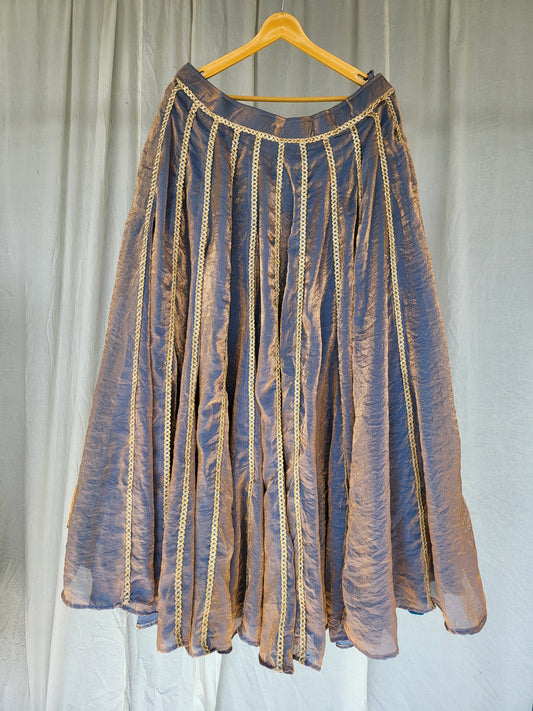 Zardosi Kalli Dual Tone Kanjivaram Skirt - Elsa Blue