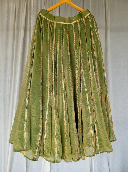 Zardosi Kalli Dual Tone Kanjivaram Skirt - Sage Green