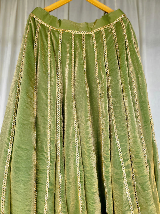 Zardosi Kalli Dual Tone Kanjivaram Skirt - Sage Green