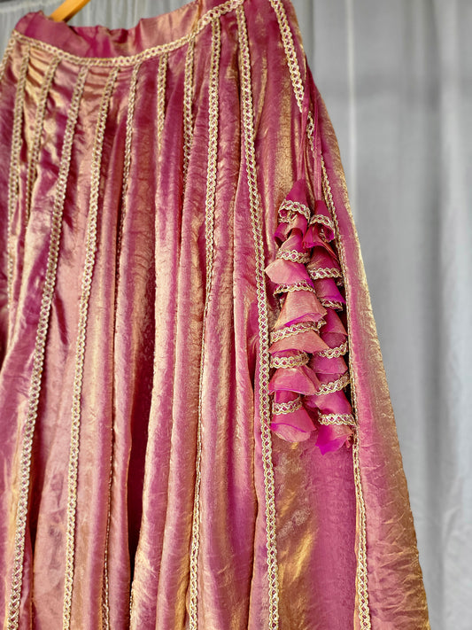 Zardosi Kalli Dual Tone Kanjivaram Skirt - Gulaabi