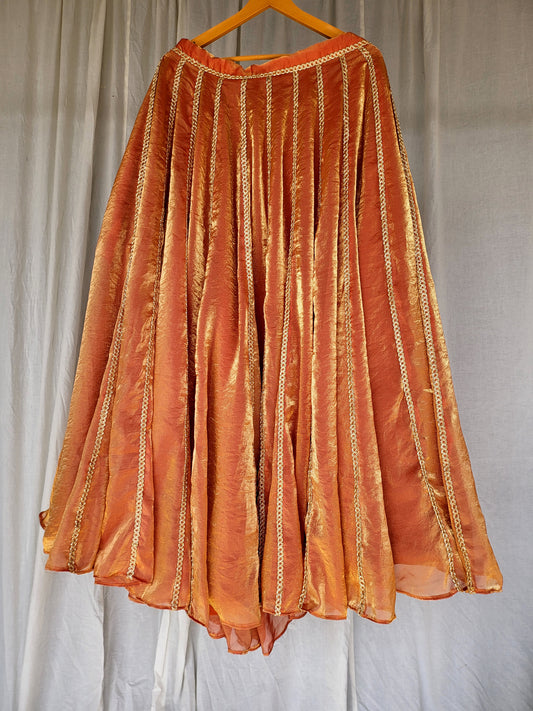 Zardosi Kalli Dual Tone Kanjivaram Skirt - Rust