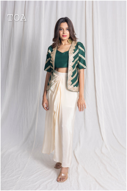 Indo-Western Drape Skirt Set