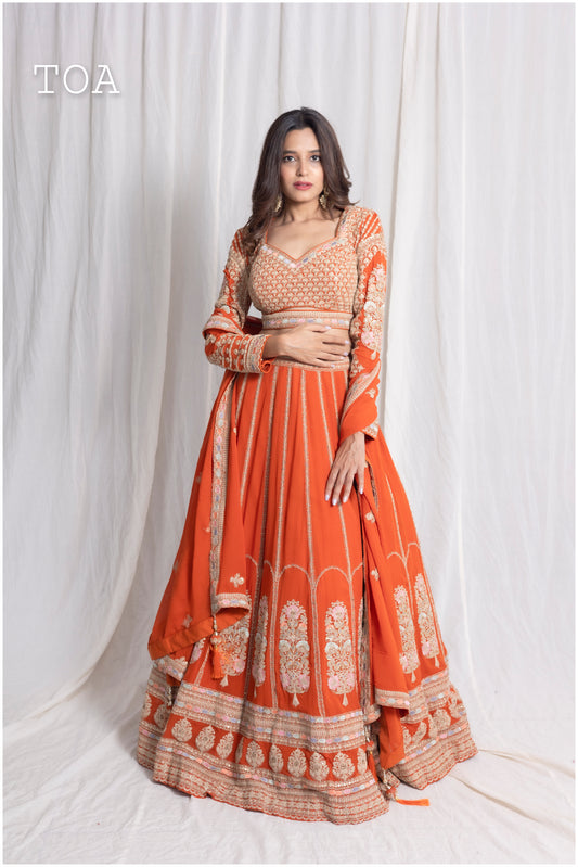 Introducing our Beautiful Rust Lehenga Set