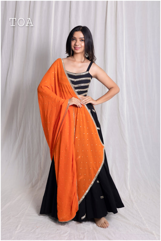 Pulpy Orange Georgette Dupatta