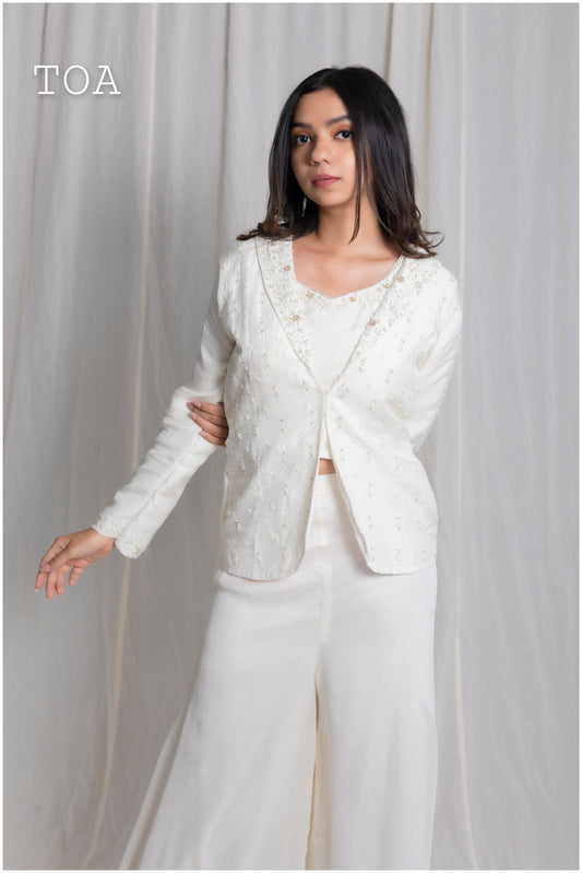 Royal Cream White Jacket Set