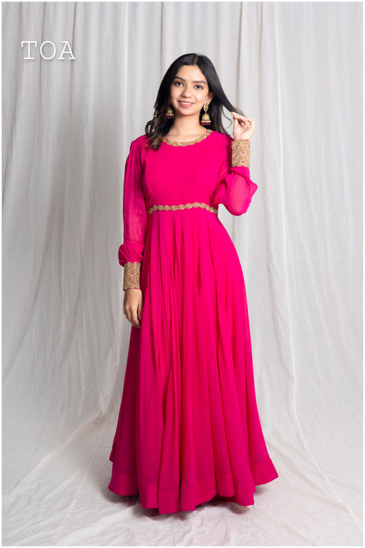 Elegant Hot Pink long gown