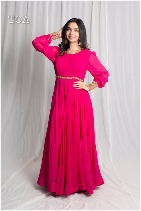 Elegant Hot Pink long gown