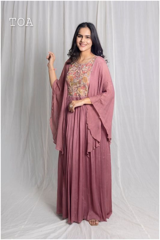 Mauve Kaftan-Style Long Dress