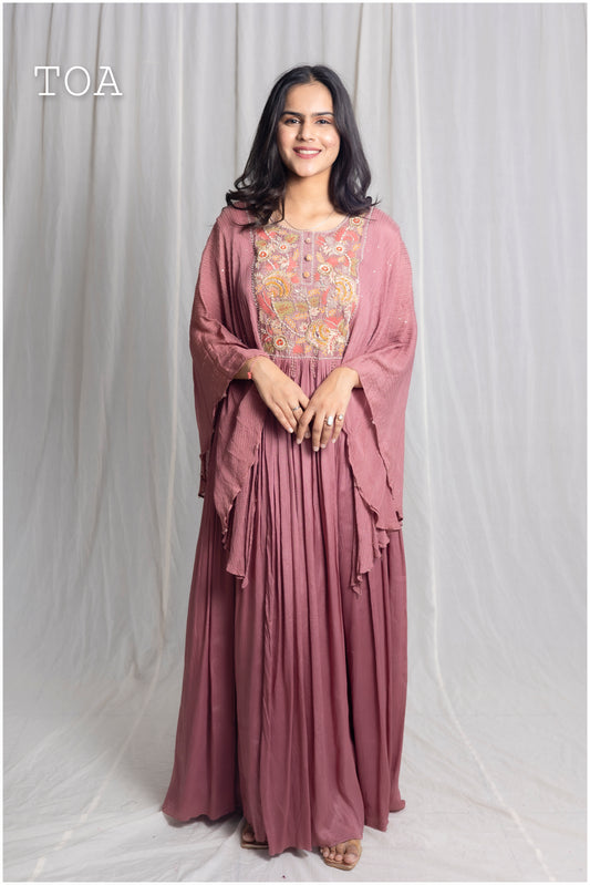 Mauve Kaftan-Style Long Dress