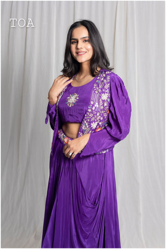 Indo-Western Drape Skirt Set