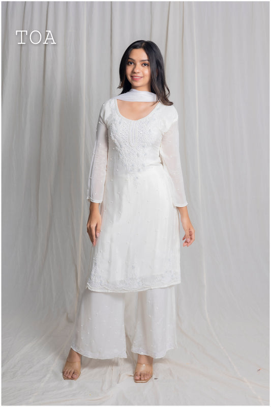 Royal Milky White Kurti Set