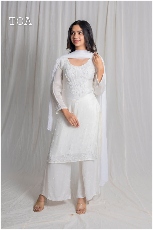 Royal Milky White Kurti Set