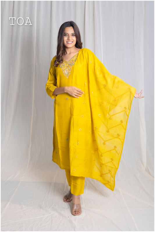 Ochre Yellow Kurti Set